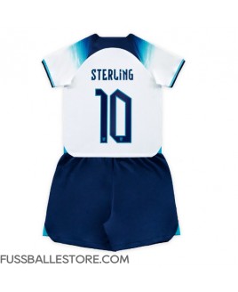 Günstige England Raheem Sterling #10 Heimtrikotsatz Kinder WM 2022 Kurzarm (+ Kurze Hosen)